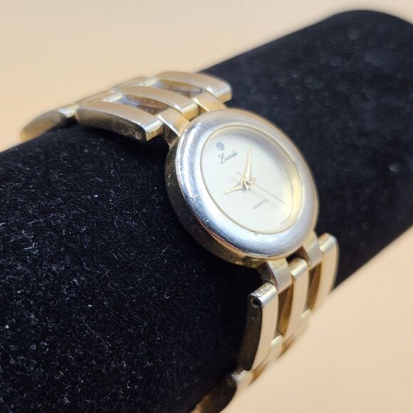 Vtg Lucida Cream Dial Diamond Quartz Stainless Steel Ladies Watch New Battery main image 6